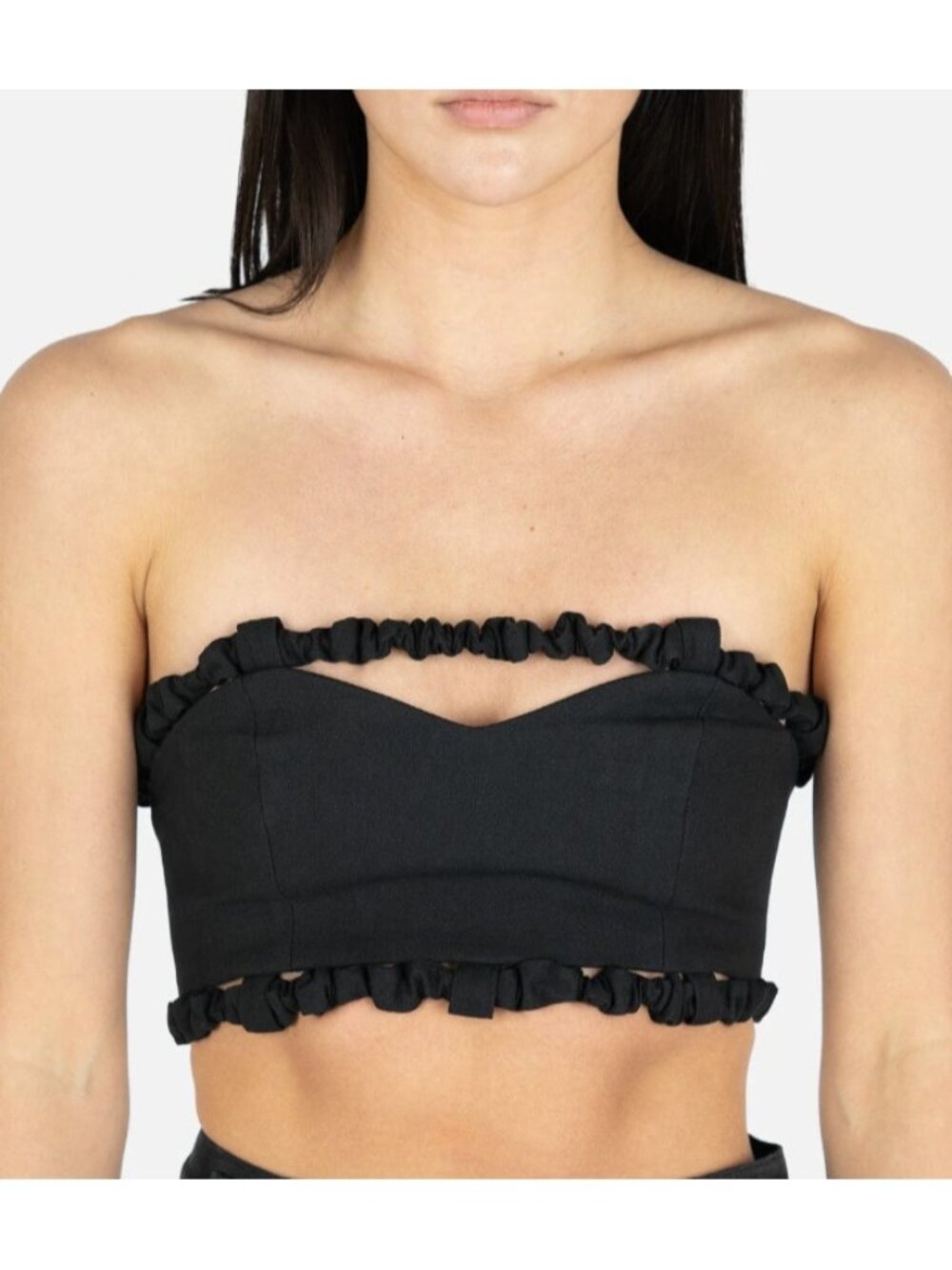 Ganni Cotton Suiting Top Bandeau Black ( 36 / 4 )